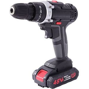 POTYYH Accuschroevendraaier, 21 V accu-slagboorschroevendraaier, accuboorschroevendraaierset met 2 accu's en ledlicht, 2 snelheden, 13 mm boorhouder, maximaal koppel 25 Nm