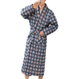 Dvbfufv Mannen Winter Herfst Plaid Dikke Katoen Badjas Mannen Badjas Mannelijke Homewear Nachtkleding Nachtkleding, SJ8332, XXL