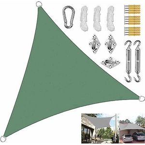 Donkergroen buitenzonneschermzeil met heavy-duty bevestigingsset Zonnezeilschaduw Uv-bescherming Weerbestendig driehoekig zonnescherm Luifel for tuin Gazon Dooryard (Size : 3x3x3M)