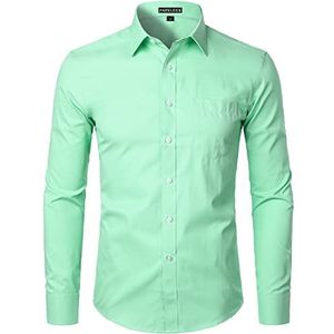 PARKLEES Herenhemd met lange mouwen, slimfit, vrije tijd, business, bruiloft, hemd met borst, Micro Twilled lichtgroen, XL