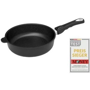 AMT Gastroguss Koekenpan, 24 cm diameter, 7 cm hoog, stoofpan, vaste steel, geschikt voor inductie, Lotan® antiaanbaklaag, gietijzeren pan (gegoten aluminium), AMZN-I-724