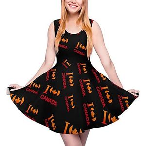 I Love Canada overgooiers voor vrouwen hoge taille mini-jurk grote zoom tankjurk casual zomerjurk S