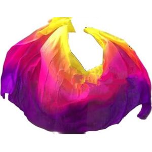 Buikdans zijden sjaal buikdans zijden sluiers 200 cm 250 cm 270 cm hand gegooide sjaal sjaal geel oranje roze paars verloop buikdanssjaal (kleur: als foto-06, maat: 200 cm x 90 cm-G)