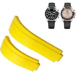 dayeer Rubber Horlogeband Fit Voor Rolex Daytona Submariner Rol OYSTERFLEX Yacht Master Korte Gesp Kleine Polsband 20mm 21mm (Color : Yellow, Size : 20mm)