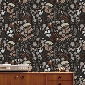 Behang Koffieblad Bloem Schil en Stok Zelfklevend Behang voor Woonkamer Badkamer Slaapkamer Art Deco Muur Papier Keuken Wallpapers Verwijderbaar 40 x 120 cm/2 rol