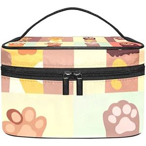 Reizen Make-up Cosmetische Case Opbergtas Katten Poot Set Cosmetische Tas Draagbaar voor Meisjes Vrouwen, Meerkleurig, 22.5x15x13.8cm/8.9x5.9x5.4in
