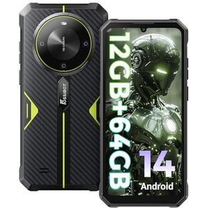 FOSSiBOT F105 Android 14 Smartphone, 6.745 ""HD + Waterdicht scherm Smartphone, 10300mAh Unbreakable mobiele telefoon, 12(4 + 8) GB + 64GB/128GB uitbreidbaar, 20MP + 8MP/4G-Dual SIM/OTG/GPS/Face ID