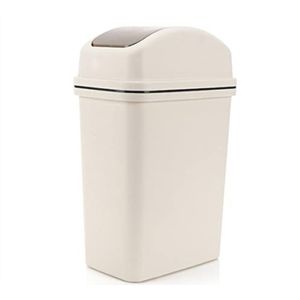 Prullenbak Vuilnisemmer Swing Lid Prullenbak kan vuilnisopslagbakken thuis Ofiice Supplies 1 0L / 15L for elke duurzame afvalmand met hoge capaciteit Afvalemmer Vuilnisbak (Color : Beige, Size : Lar