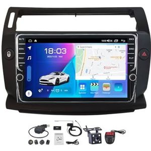 Android 11 2 DIN Autoradio Stereo 9 inch Screen voor Citroen C4 LA LC 2004-2014 Carplay Android Auto GPS-navigatie Bluetooth RDS FM DAB+ Radio Stuurbediening Voice Control DSP (Color : Black, Size :
