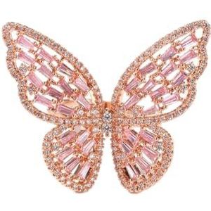Leuke vlinderringen voor vrouwen meisjes verbintenis ringen vlinder sieraden dames verstelbare open ringen voor koppels sieraden (Color : Mix gold)