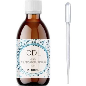 Chloordioxide-oplossing CDL/CD's 0,3%, 100 ml, gedestilleerd, glazen fles met doseerdruppelaar