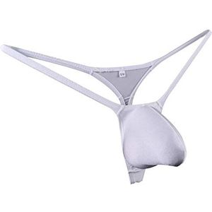 JJPOUCH Heren G-strings Thong Bulge Pouch Bikini Ondergoed Nylon, Wit, M