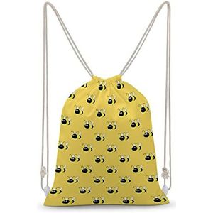 Flying Yellow Bees Trekkoord Rugzak String Bag Sackpack Canvas Sport Dagrugzak voor Reizen Gym Winkelen