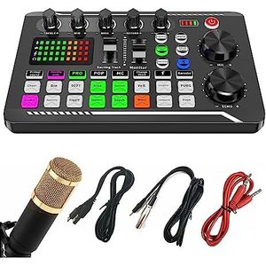 Geluidskaartkit, Podcast Microfoon Geluidskaart Kit Professionele Studio Condensator Mic & F998 Live Sound Mixer for Livestreaming Podcasting Opname