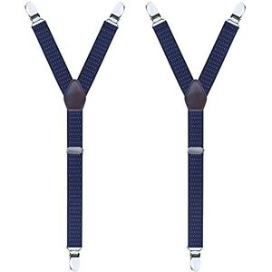 WannGe Heren shirt blijft verstelbare elastische Y-stijl jarretelband sokken antislip klemmen, Dot Donkerblauw/Wit, One Size