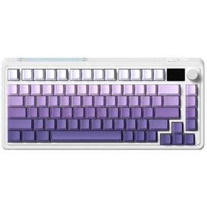 QPSJXN CMK75 82 Mechanisch toetsenbord met TFT-display met TFT-display, hot swappable RGB 2,4G Wireless Bluetooth en kabel -compatibiliteit PBT-toetsenbord (White Purple)