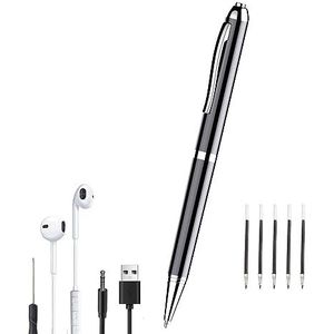 Feloyal Voice Recorder, pen, 64 GB, professionele spraakrecorder met stemactivering en MP3-weergave, mini-recorder voor vergaderingen, interviews en onderwijs