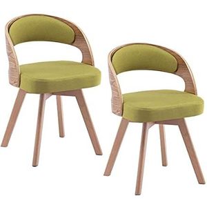 GEIRONV Solid Wood Dining Chair Set van 2, roteerbare verdikking lade bureaustoel katoen linnen natuurlijke beuken hout benen vrijetijdsbesteding stoel Eetstoelen
