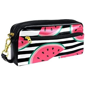 Etui,Pen Potlood Pouch Draagbare Tas,Briefpapier Organizer voor School,strepen en watermeloen Decoratie