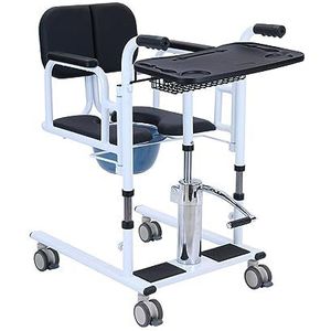 Patiëntenlift, toiletstoel met wieltjes, voor gehandicapten, seniorenrolstoel met 180 graden gedeelde zitting voor volwassenen met een handicap en ouderen
