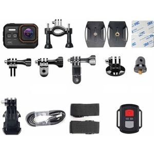 Actiecamera, HD 4K Actiecamera 170 graden WiFi 30fps Video Professional Support Nightshot Waterdichte Duikcamera Case for video(With 64G Card,Nero)