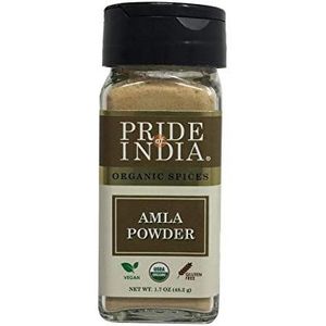 Pride Of India- Organische AMLA (Indiase kruisbes) Ground - 1.7 oz (48.2 GMS) Dual Sifter Jars - Certified Pure & Vegan Gooseberry Herb
