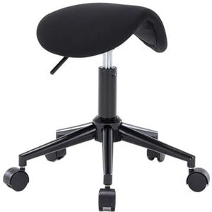 JAVPTAV Zadelstoel, zadelkruk met zacht comfortabel kussen, ergonomische rolstoelstoel in hoogte verstelbaar, hydraulische kruk voor kantoor, thuis en laboratorium (zwart)