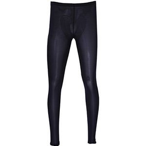 iiniim Heren lange onderbroek doorzichtige leggings stretch broek ondergoed panty M-XL, zwart, XL