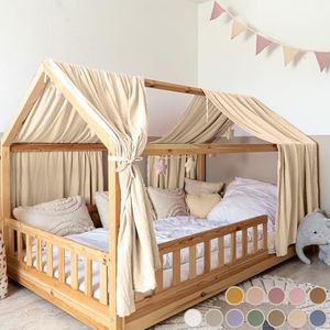 Lilimaus Huisbed Bedhemel van 100% katoen mousseline - stoffen hemel voor kinderbed decoratie - meisjes en jongens