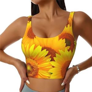 Geel Zonnebloem 2 Print Comfortabele Vrouwen Sport Vest Yoga Workout Vest Voor Vrouwen Lichtgewicht Zomer, Zwart, S
