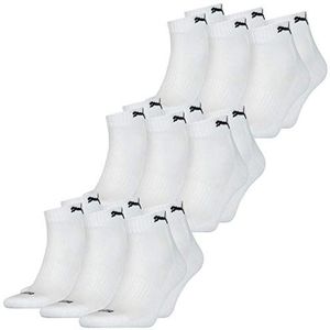 PUMA Unisex heren dames Quarter sokken Cushioned 9-pack 35-38 39-42 43-46 zwart wit blauw grijs 83% katoen, wit, 43/46 EU