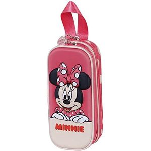 Minnie Mouse Bobblehead-3D dubbele etui, roze, roze, 3d dubbele pennenetui bobblehead