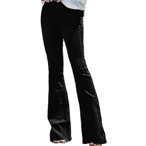 Dames Jeans Met Wijde Pijpen, Hoge Taille, Baggy, Rechte Pijpen, Rekbare Casual Denimbroek For Dames Damesjeans (Color : Noir, Size : L)