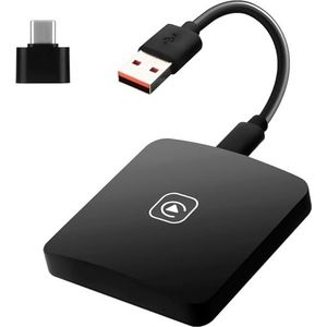Draadloze Carplay-adapter, zet de bekabelde Carplay-adapter om in Wireless voor draadloze bediening Plug & Play Carplay, geschikt voor auto vanaf 2016 en voor iOS 12+ zwart