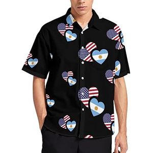 Argentinië Amerikaanse vlag Hawaiiaans shirt voor mannen zomer strand casual korte mouw button down shirts met zak