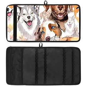 Potlood Wrap, Reizen Tekening Kleurpotlood Roll Organizer voor Artiest, Potloden Pouch Case Schilderen Honden