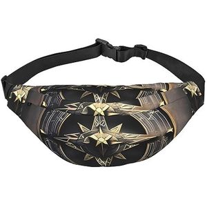 Magical Design Norse Runes Compass Heuptas voor heren en dames en heren met verstelbare riem voor hardlopen, reizen, sport, wandelen, Zwart, Eén maat