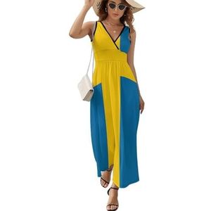 Zweden vlag dames lange jurk mouwloze maxi-jurk zonnejurk strand feestjurken avondjurk 2XL