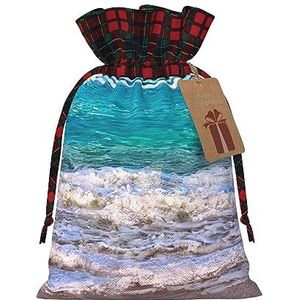 Witte Strand Tropische Zee Herbruikbare Gift Bag-Trekkoord Kerstcadeau Tropische Zee, Perfect Voor Feestelijke Seizoenen, Kunst & Ambacht Tas