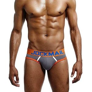 JOCKMAIL Sexy Heren Slips Jock Strap G Strings Backless Sexy Mannen Ondergoed Katoen Heren Slips Thongs Homo Ondergoed Thongs, Grijs, L