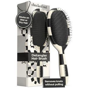 FRAMAR Geruite Ontwarrende Haarborstel – Natte Haarborstel voor Vrouwen, Voor Krullend Haar, Anti-Trek Borstel, Haaraccessoire, Stylingtool voor Nat of Droog Haar, Haartool voor Dagelijks Gebruik
