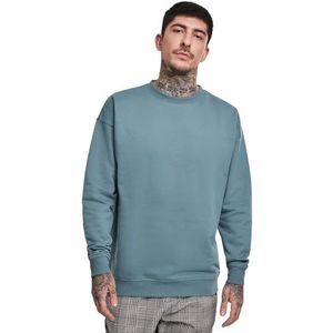 Urban Classics Sweatshirt voor heren, crewneck, trui met brede geribbelde manchetten voor mannen, in vele kleuren, maten XS - 5XL, Blauw (Dusty Blue 00747), M Grote maten
