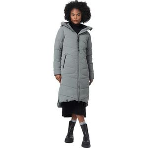 MARIKOO B949 Winterjas voor dames, gewatteerde winterjas, warme lange mantel, Stormy-Blue, L
