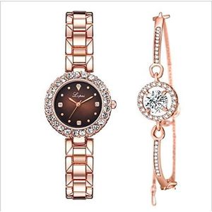 New Brand Luxury Women Dress horloges Set Fashion Geometrische Bangle Bracelet Quartz Clock Ladies Wrist Watch Rose Gold Watches (Color : 6)