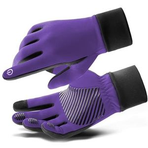 Thermische Handschoenen Voor Dames Mannelijk Mode Blijf Warm Waterbestendig Touch Screen Comfortabel Elasticiteit Ademend Voor Winter Buitenshuis Sport Ski (Color : Purple, Size : M)