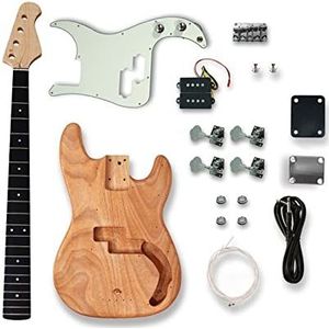 Professioneel Elektrische Gitaar Kit Voor For PB Elektrische Basgitaar Kit 21 Frets Unfinished Maple Neck Okoumé Wood Body Met Alle Onderdelen Onvoltooide Gitaar Kit