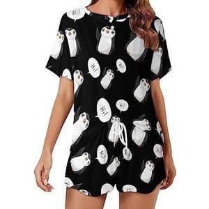 Pinguïn Hi Fashion 2 stuks dames pyjama sets korte mouw nachtkleding zachte loungewear stijl-12
