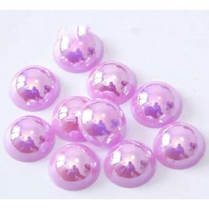 2/3/4/5/6/8/10/12/14 mm AB-kleur imitatieparels ambachtelijke halfronde platte kralen voor het maken van sieraden en nageldecoratie - lichtpaars - 14,0 mm x 50 stuks