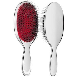 Yunxiao88 Antistatische haarborstel, peddelmassage, haarverlengingsborstel, professionele ontwarren, natuurlijke haren, kussen, nylon borstelkam voor lang dik golvend haar (zilver)