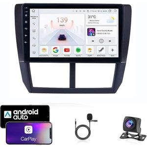 9 Inch Autoradio Compatibel voor Subaru Forester 3 2007-2013 met GPS Navigatie CarPlay Android Auto Acht-Core 4G Bluetooth WiFi MirrorLink Stuurwiel Afstandsbediening(T4 8 Core 4G+Wifi 4G+64G)